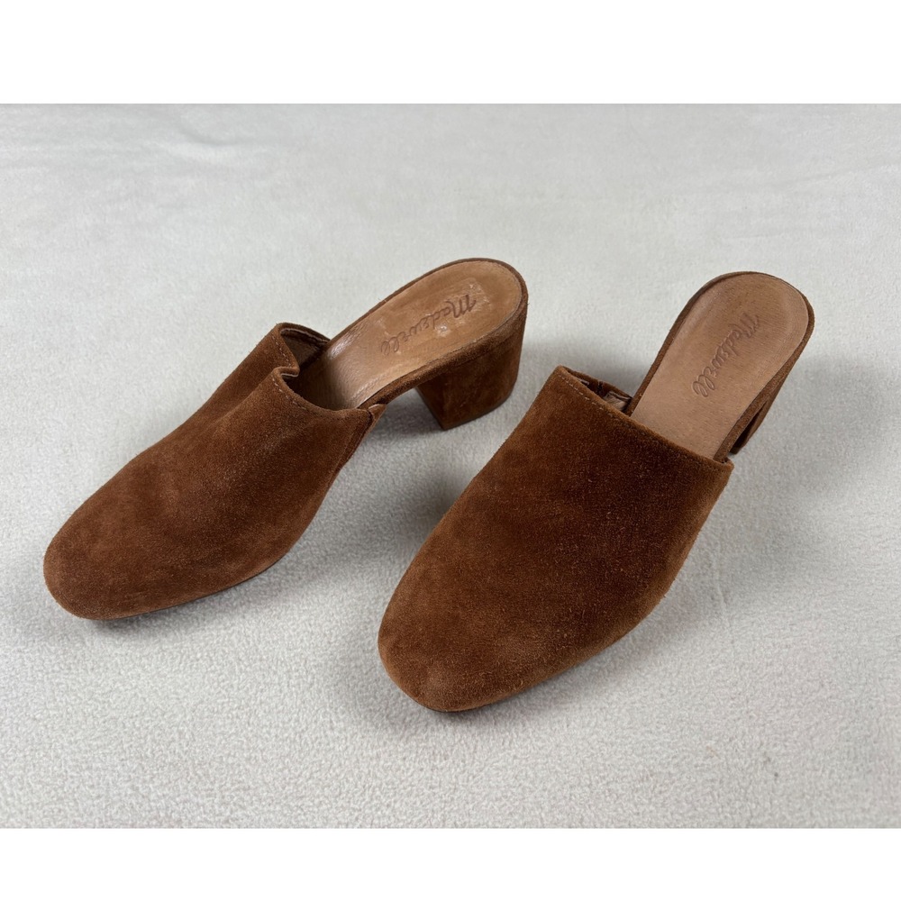 Madewell Brown Suede Block Heel Mules Women Shoes Size 8.5 - Picture 7 of 7